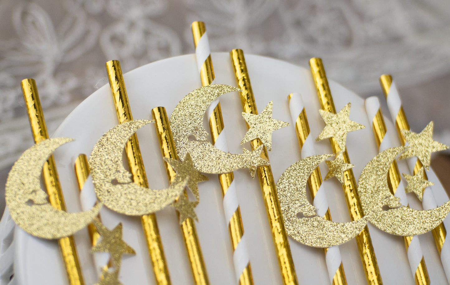 Twinkle Twinkle Little Star Baby Shower, Twinkle Twinkle Little Star Gender Reveal, Over The Moon, I Love You To The Moon, Paper Straws
