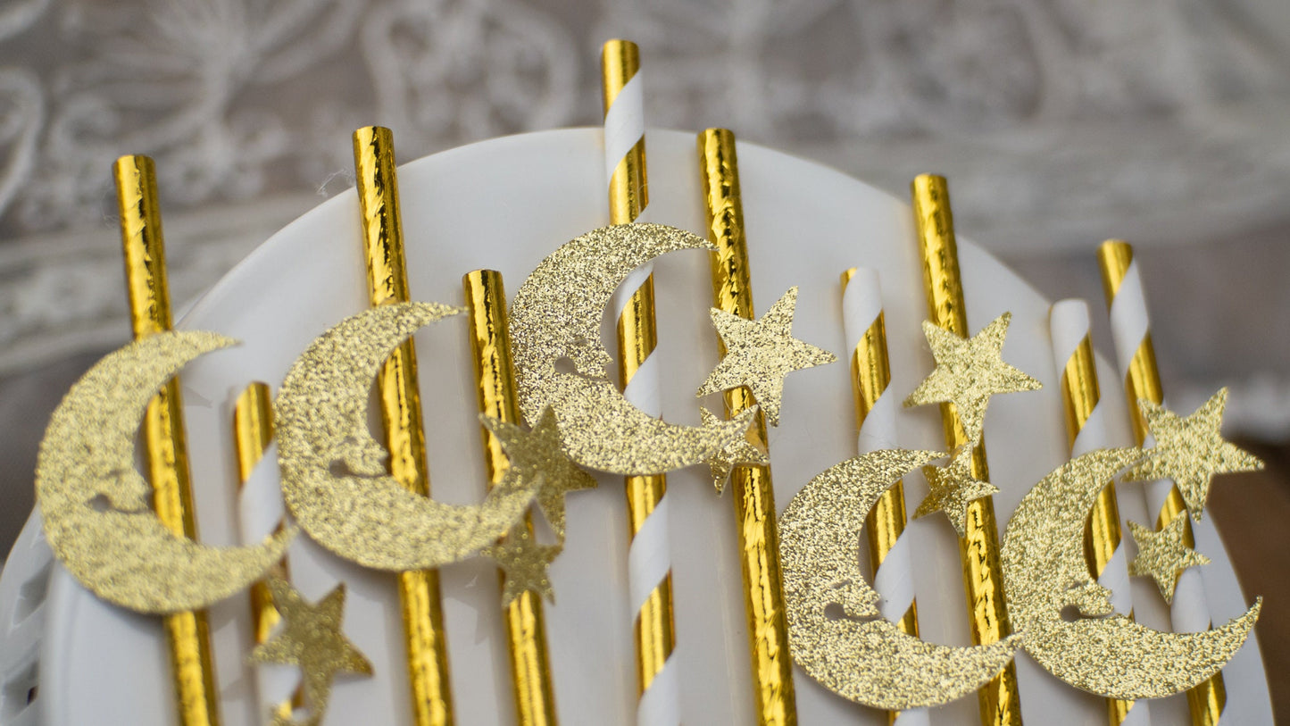 Twinkle Twinkle Little Star Baby Shower, Twinkle Twinkle Little Star Gender Reveal, Over The Moon, I Love You To The Moon, Paper Straws