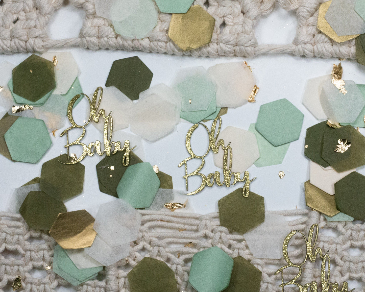 Greenery Baby Shower, Sage Green Baby Shower Decorations, Oh Baby, Baby Shower Confetti, Gender Neutral Baby Shower