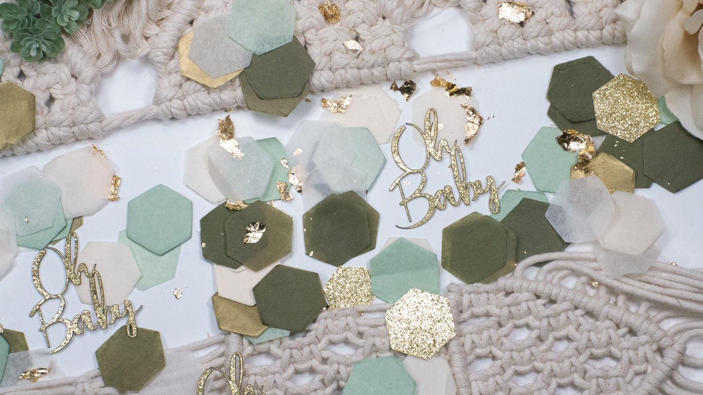 Greenery Baby Shower, Baby Shower Confetti, Oh Baby, Sage Green Baby Shower, Gender Neutral Baby Shower