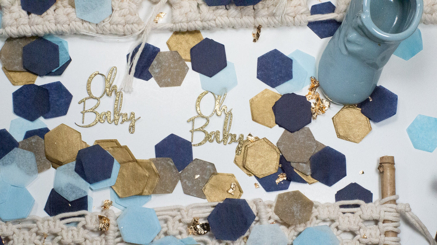 Baby Boy Shower Decorations, Oh Baby, Baby Boy Shower, Baby Shower Confetti, Baby Shower Decor, Navy Blue, Gold Baby Shower Decoration