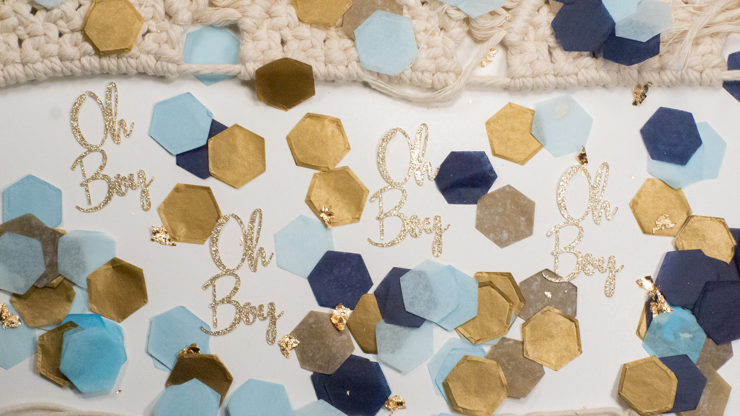 Baby Shower Decorations Boy, Oh Boy, Baby Boy Shower, Baby Shower Confetti, Baby Shower Decor, Navy Blue And Gold Baby Shower Decoration