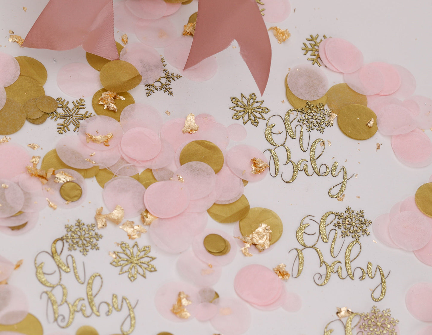 Winter Wonderland Baby Shower Decoration, Oh Baby, Girl Baby Shower, Snowflake Confetti, Baby Shower Decor, Pink Snowflake
