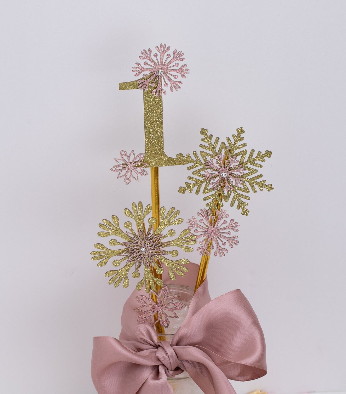 Winter Onederland Birthday Girl, 1st Birthday Girl Centerpiece, Snowflake Decoration, Pink and Gold Snowflake 1st Birthday