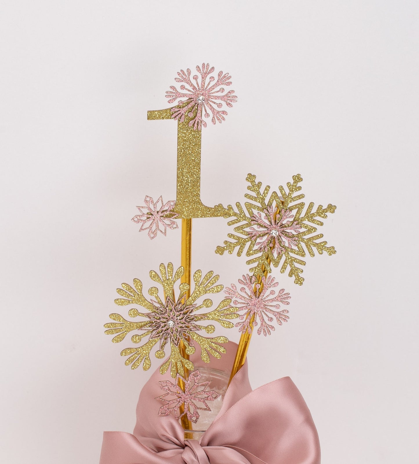 Winter Onederland Birthday Girl, 1st Birthday Girl Centerpiece, Snowflake Decoration, Pink and Gold Snowflake 1st Birthday