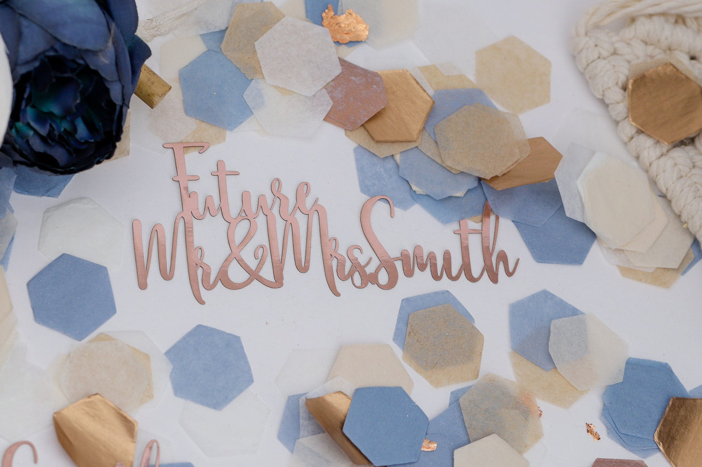 Mr & Mrs, Rehearsal Dinner, Blue Bridal Shower Decorations, Dusty Blue, Engagement Party Decorations, Custom Confetti, Personalized Confetti