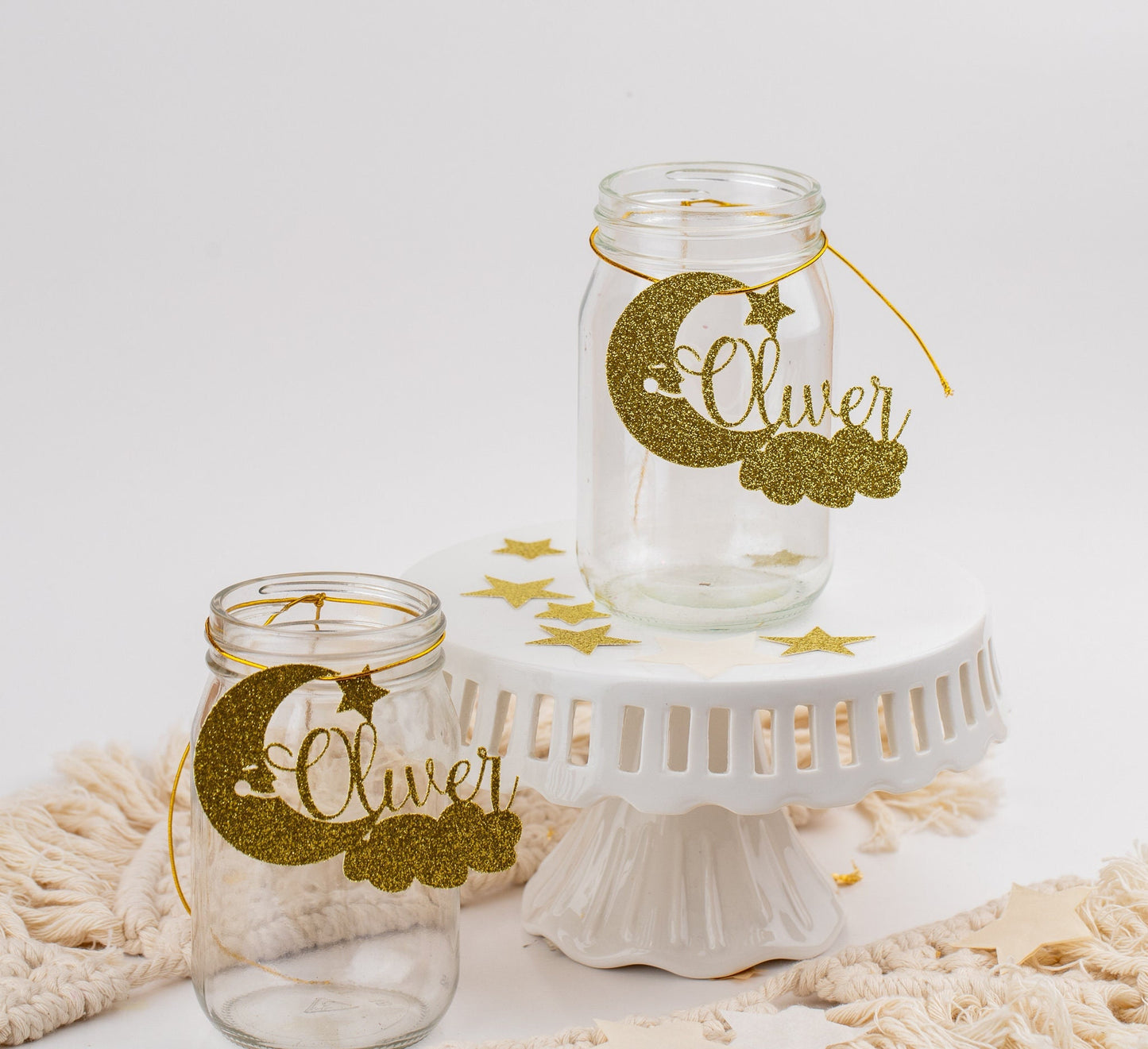 Twinkle Little Star Baby Shower, Baby Shower Centerpiece, Custom Name, Twinkle , Moon And Stars Baby Shower, Mason Jar Tags Set of 6