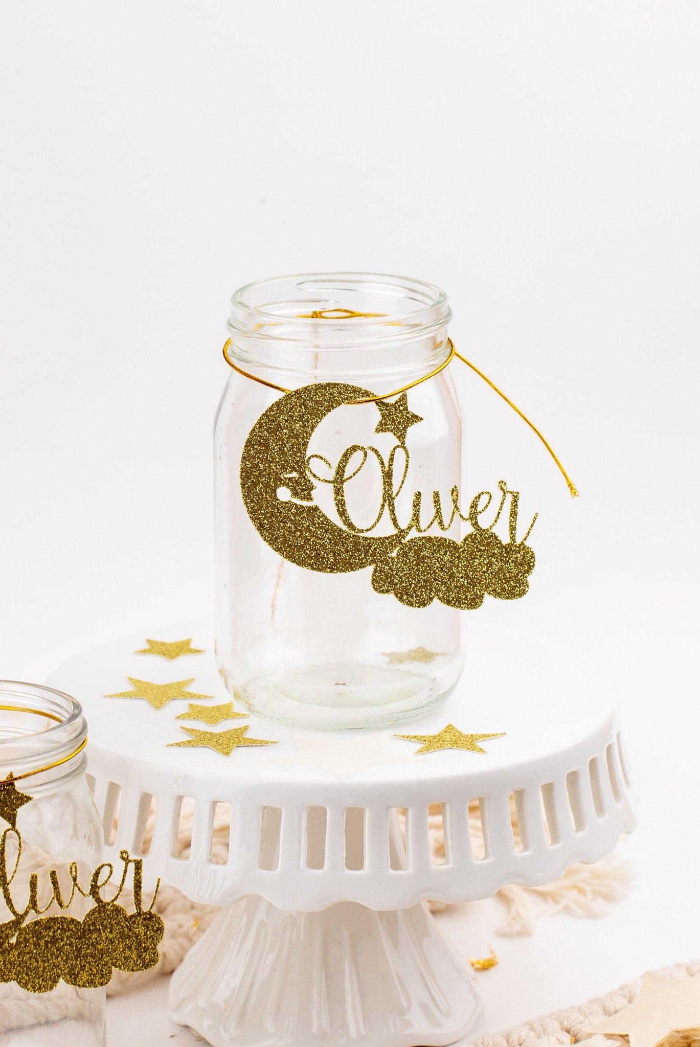 Twinkle Little Star Baby Shower, Baby Shower Centerpiece, Custom Name, Twinkle , Moon And Stars Baby Shower, Mason Jar Tags Set of 6
