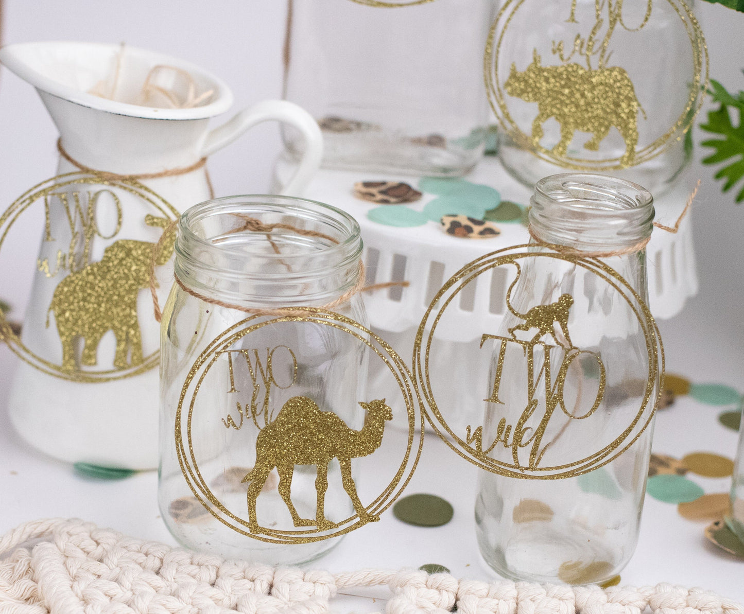 Two Wild Birthday Boy, Mason Jar Tags, Centerpiece, Jungle Party, Safari Theme Birthday, Safari Two Wild Birthday Party