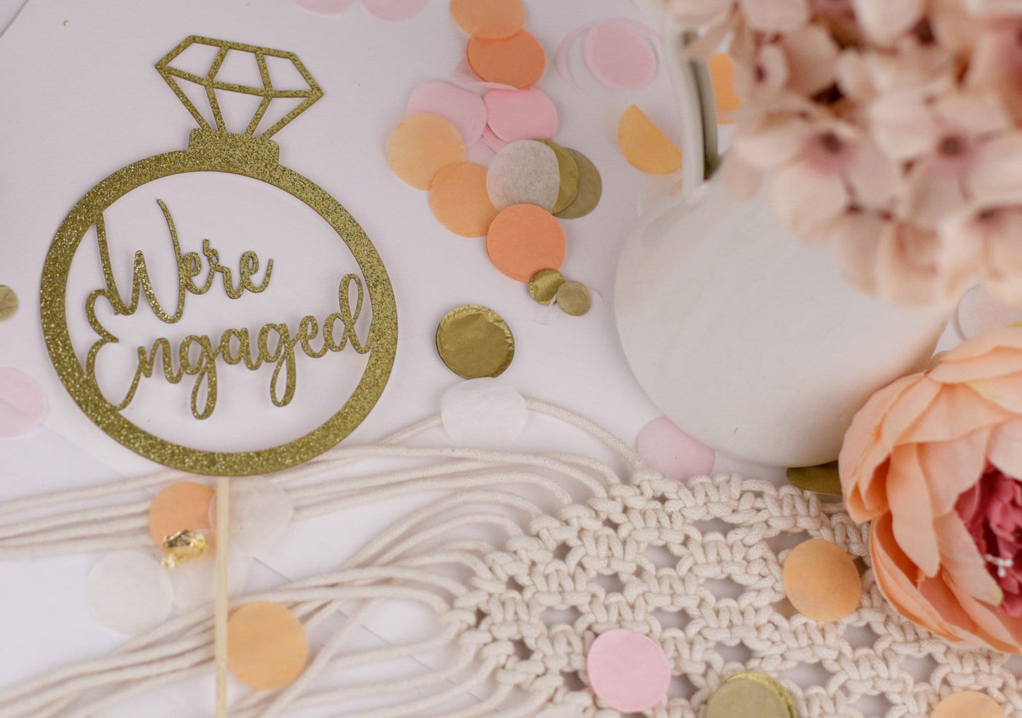 We're Engaged, Centerpiece, Engagement Party Decorations, Engagement Ring Decorations, Bridal Shower Decor, Set of4