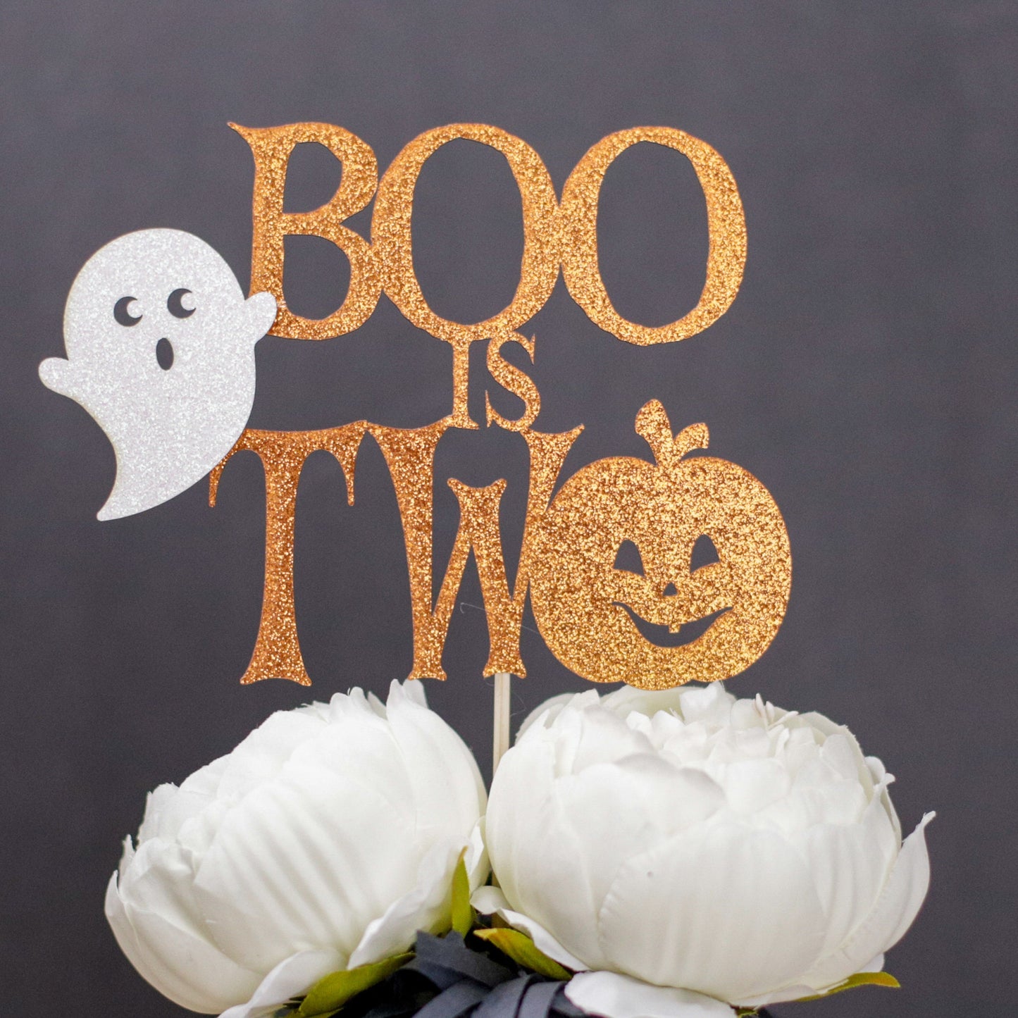 Halloween 2nd Birthday Centerpiece, Our little Boo Is Turning Two Cake Topper, 2nd Birthday Centerpiece, Little Boo, Set of 4