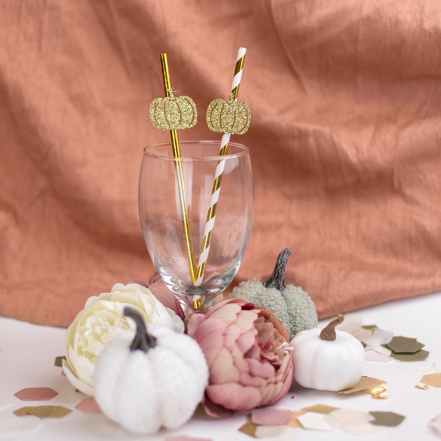 Little Pumpkin Baby Shower, Fall Baby Shower, Party Straws, Little Pumpkin First Birthday Decor, White Pumpkin, Set of 10