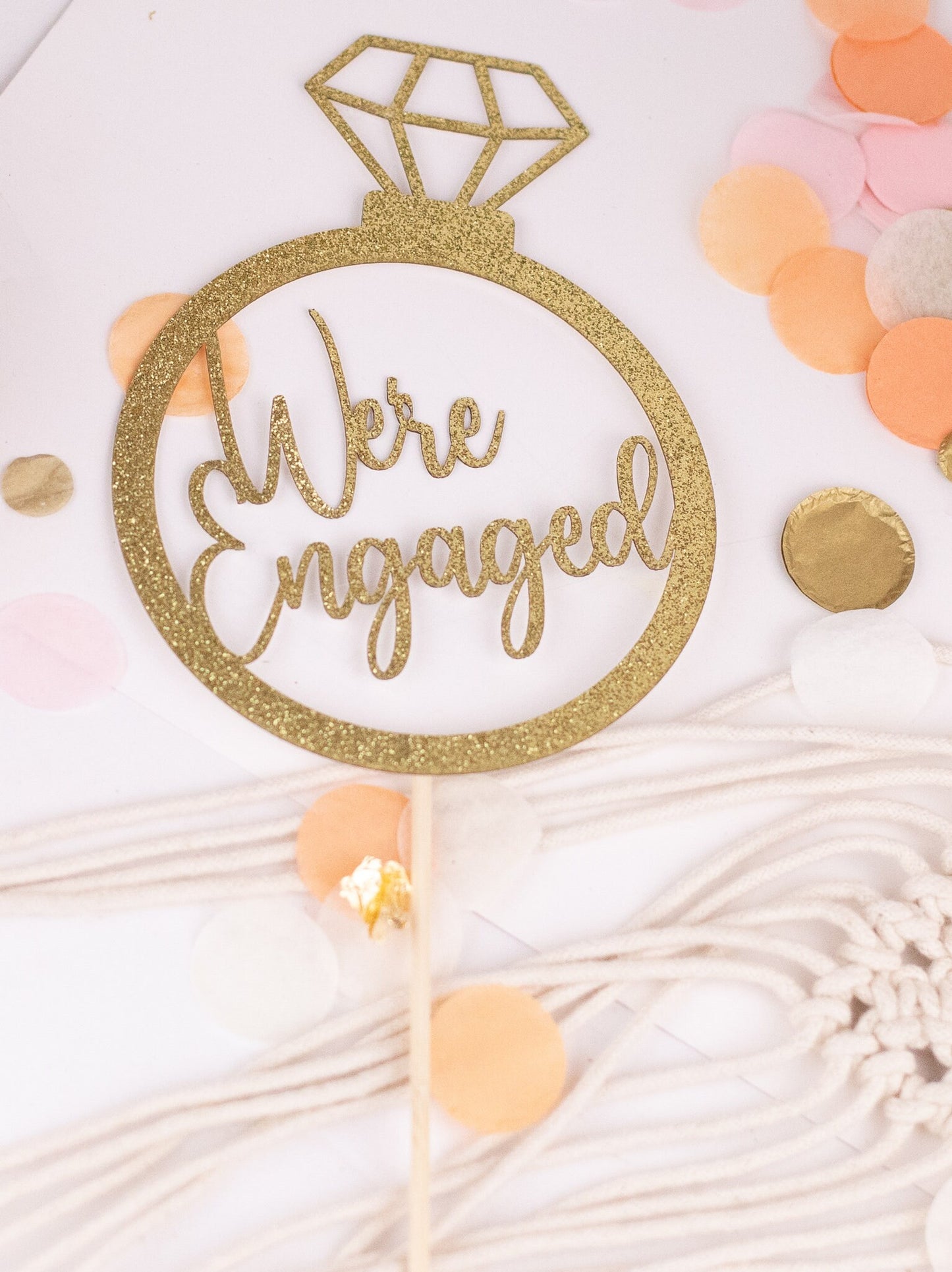 We're Engaged, Centerpiece, Engagement Party Decorations, Engagement Ring Decorations, Bridal Shower Decor, Set of4