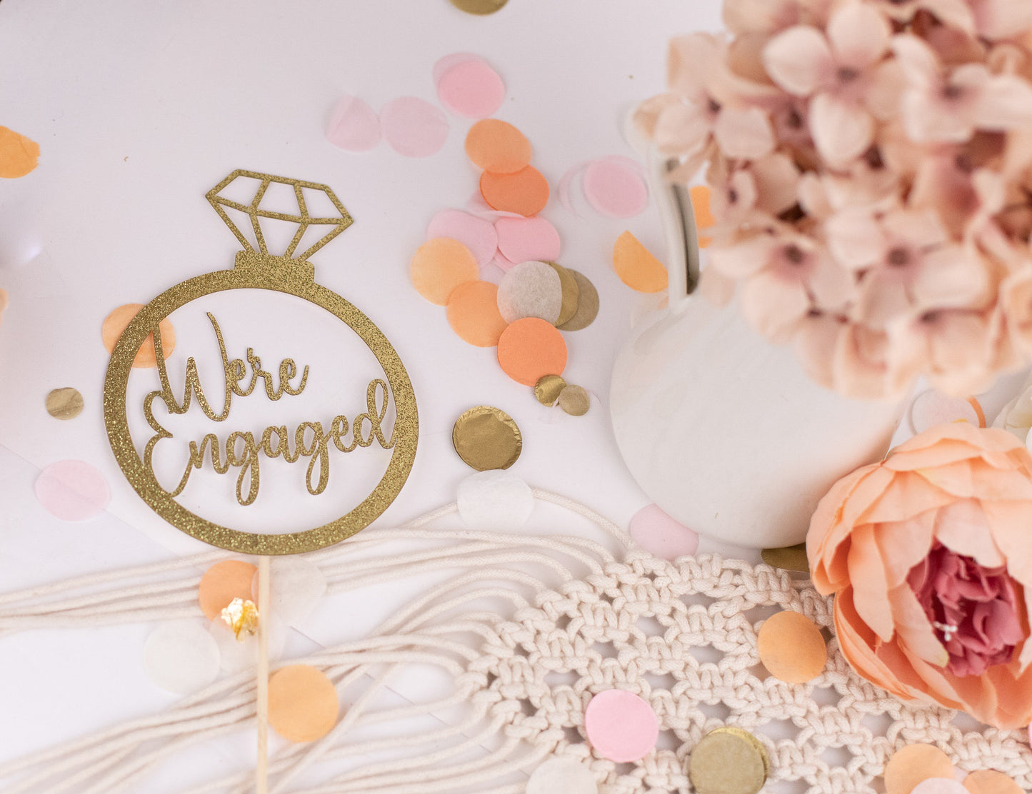 We're Engaged, Centerpiece, Engagement Party Decorations, Engagement Ring Decorations, Bridal Shower Decor, Set of4