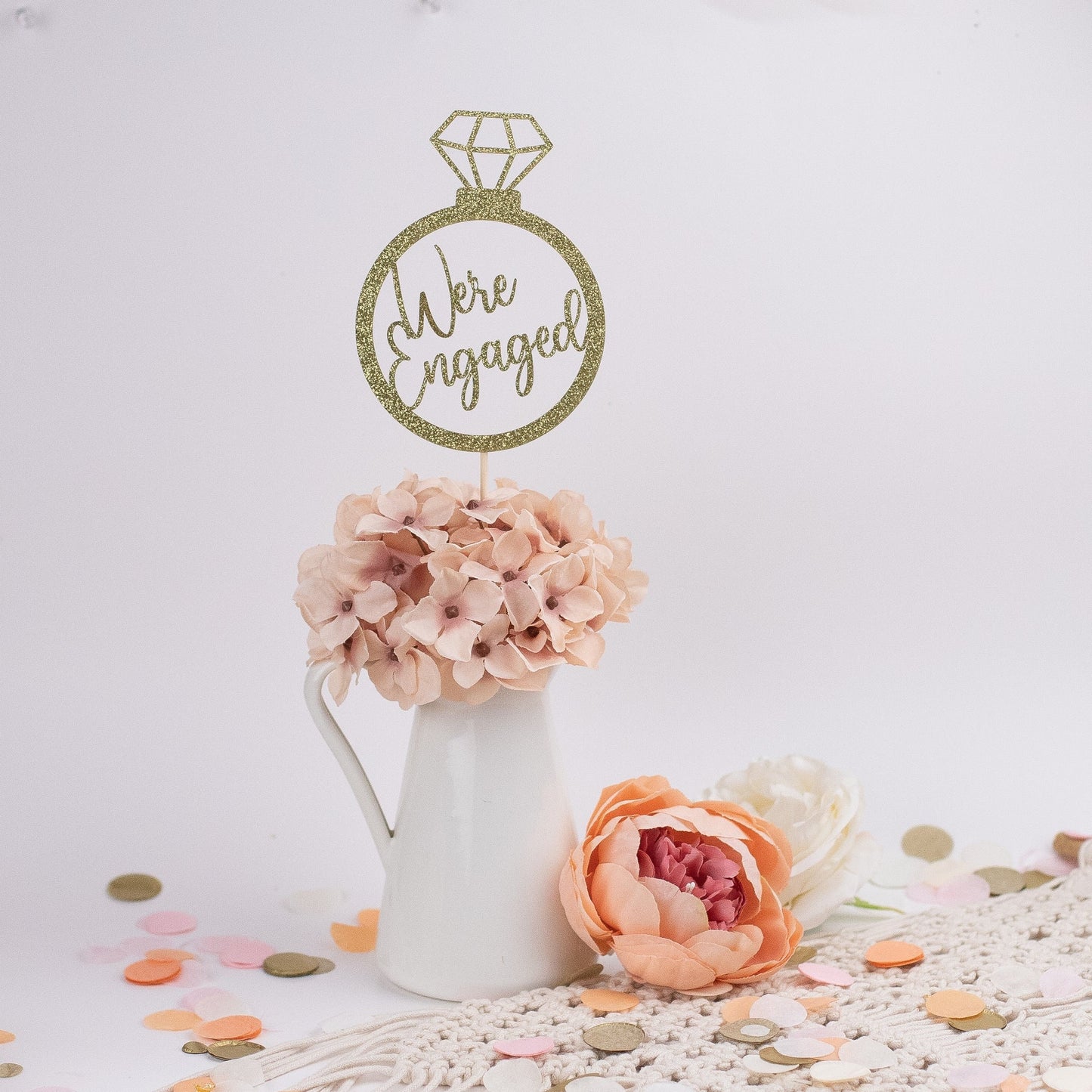 We're Engaged, Centerpiece, Engagement Party Decorations, Engagement Ring Decorations, Bridal Shower Decor, Set of4