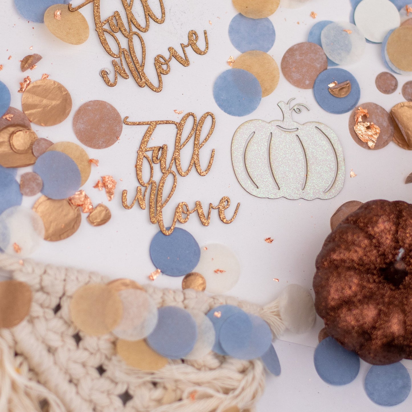 Bridal Shower Decor, Fall Wedding Shower, Fall In Love Bridal Shower, Fall Wedding Decor, Dusty Blue, Wedding Table Decor, Custom Confetti