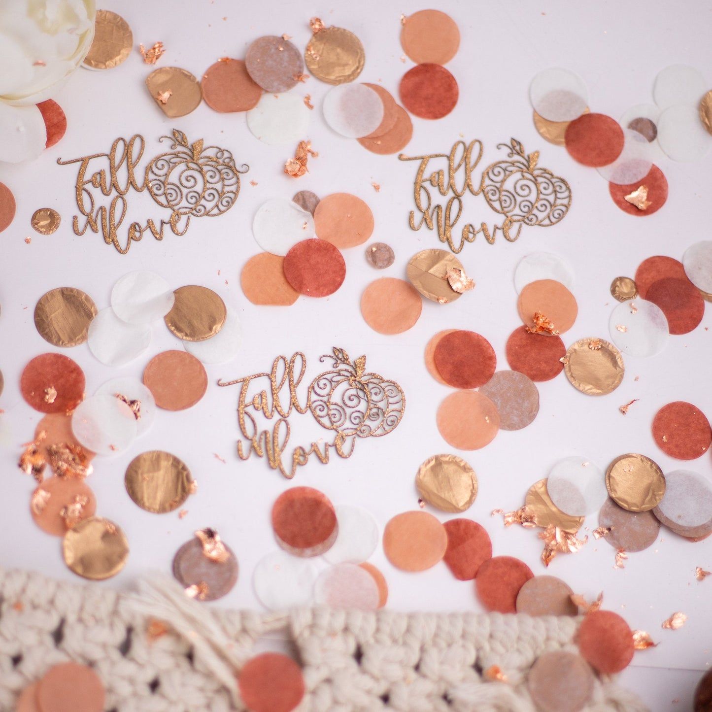 Fall In Love Bridal Shower, Fall Wedding Decor, Pumpkin Confetti, Fall Wedding Shower, Bridal Brunch, Wedding Table Decor