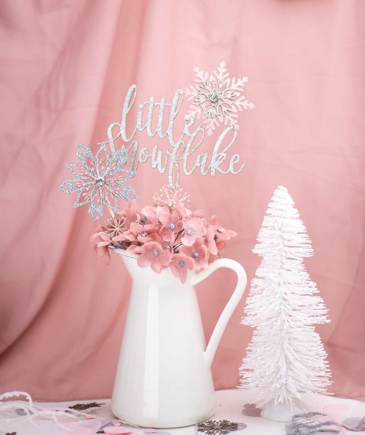Centerpiece, Winter Wonderland Baby Shower, Winter Onederland, Pink Snowflake, Winter Gender Reveal, Winter Baby Shower
