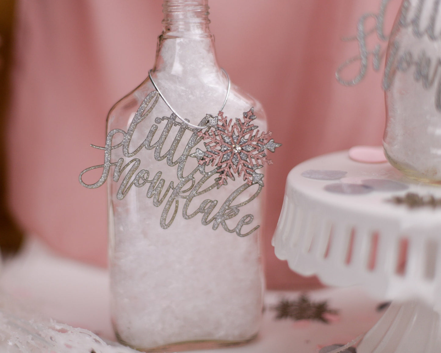 Winter Wonderland Baby Shower, Centerpiece, Winter Onederland, Pink Snowflake, Winter Gender Reveal, Winter Baby Shower, Set of 6