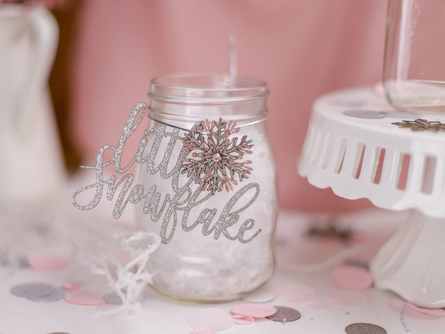 Winter Wonderland Baby Shower, Centerpiece, Winter Onederland, Pink Snowflake, Winter Gender Reveal, Winter Baby Shower, Set of 6