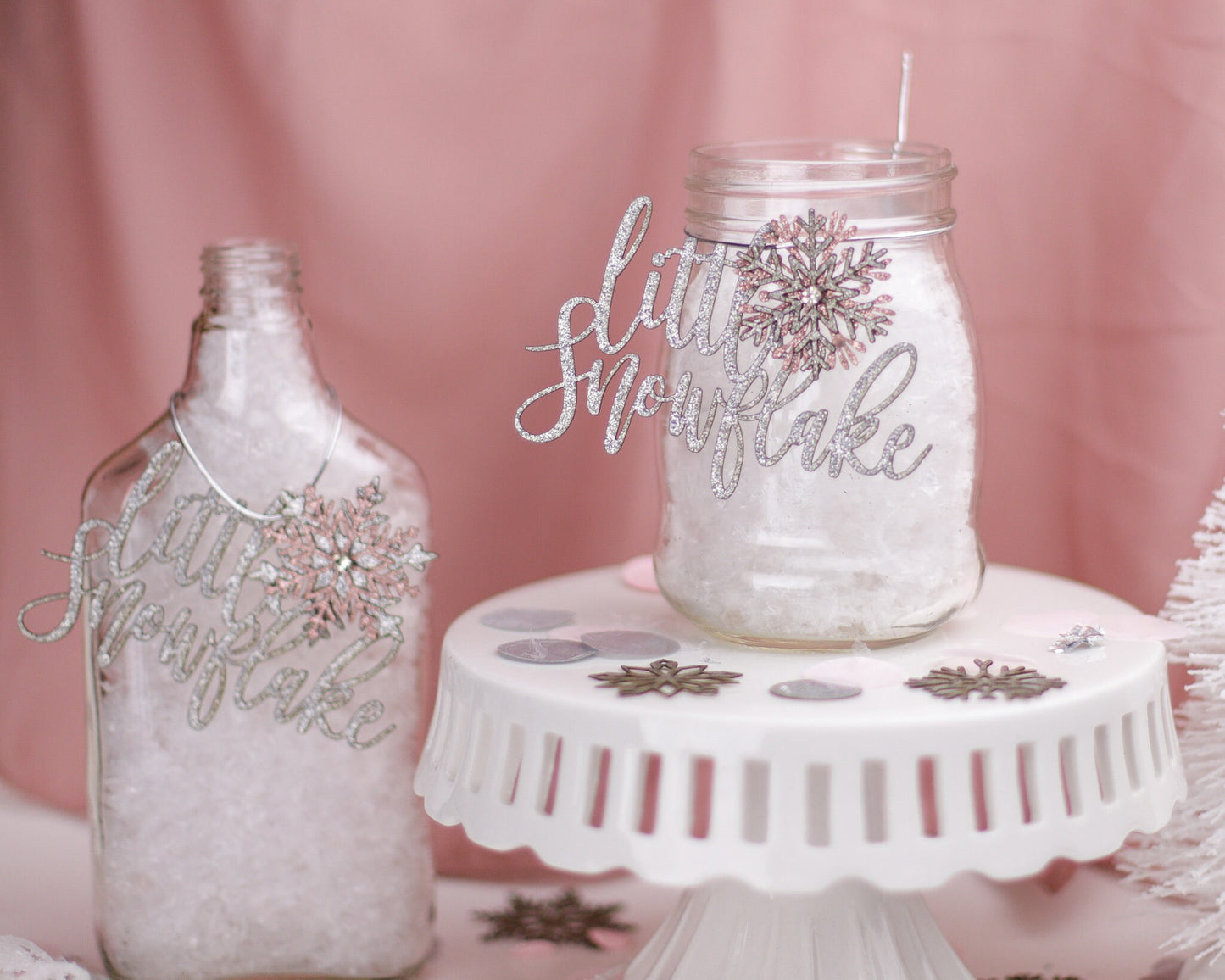 Winter Wonderland Baby Shower, Centerpiece, Winter Onederland, Pink Snowflake, Winter Gender Reveal, Winter Baby Shower, Set of 6