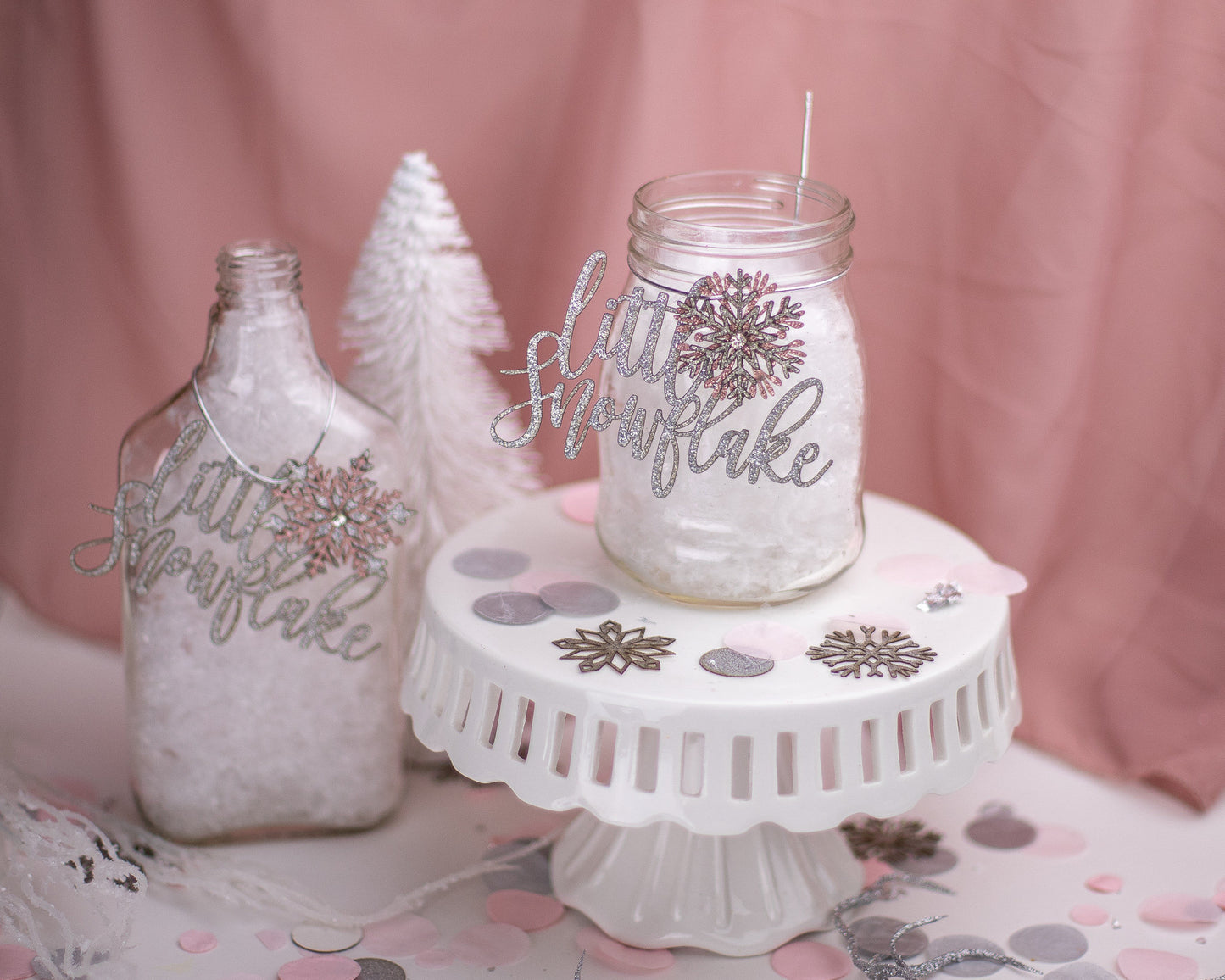 Winter Wonderland Baby Shower, Centerpiece, Winter Onederland, Pink Snowflake, Winter Gender Reveal, Winter Baby Shower, Set of 6