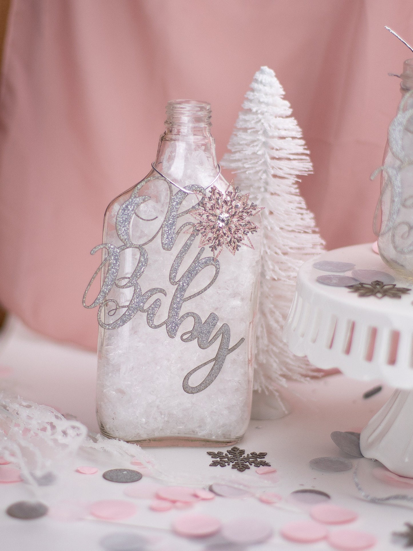 Oh Baby Winter Wonderland Baby Shower, Centerpiece, Winter Gender Reveal, Winter Baby Shower, Snowflake Centerpiece Set of 6