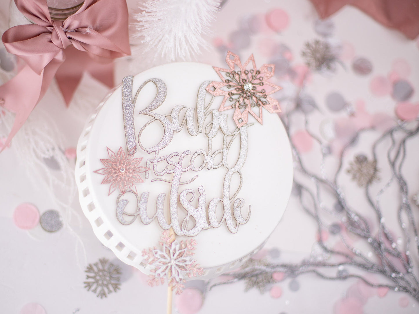 Winter Wonderland Baby Shower Decorations Girl, Winter Onederland, 1st Birthday Girl Centerpiece, Baby It's Cold Outside