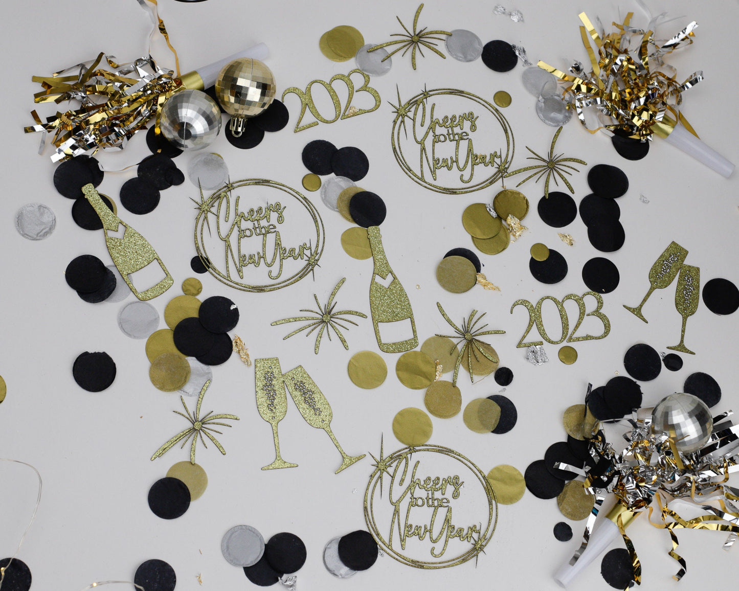 New Years Eve Decorations, 2025, Happy New Year, Glitter Confetti, Centerpiece, Bubbly Bar, Party Decorations, CTTNY
