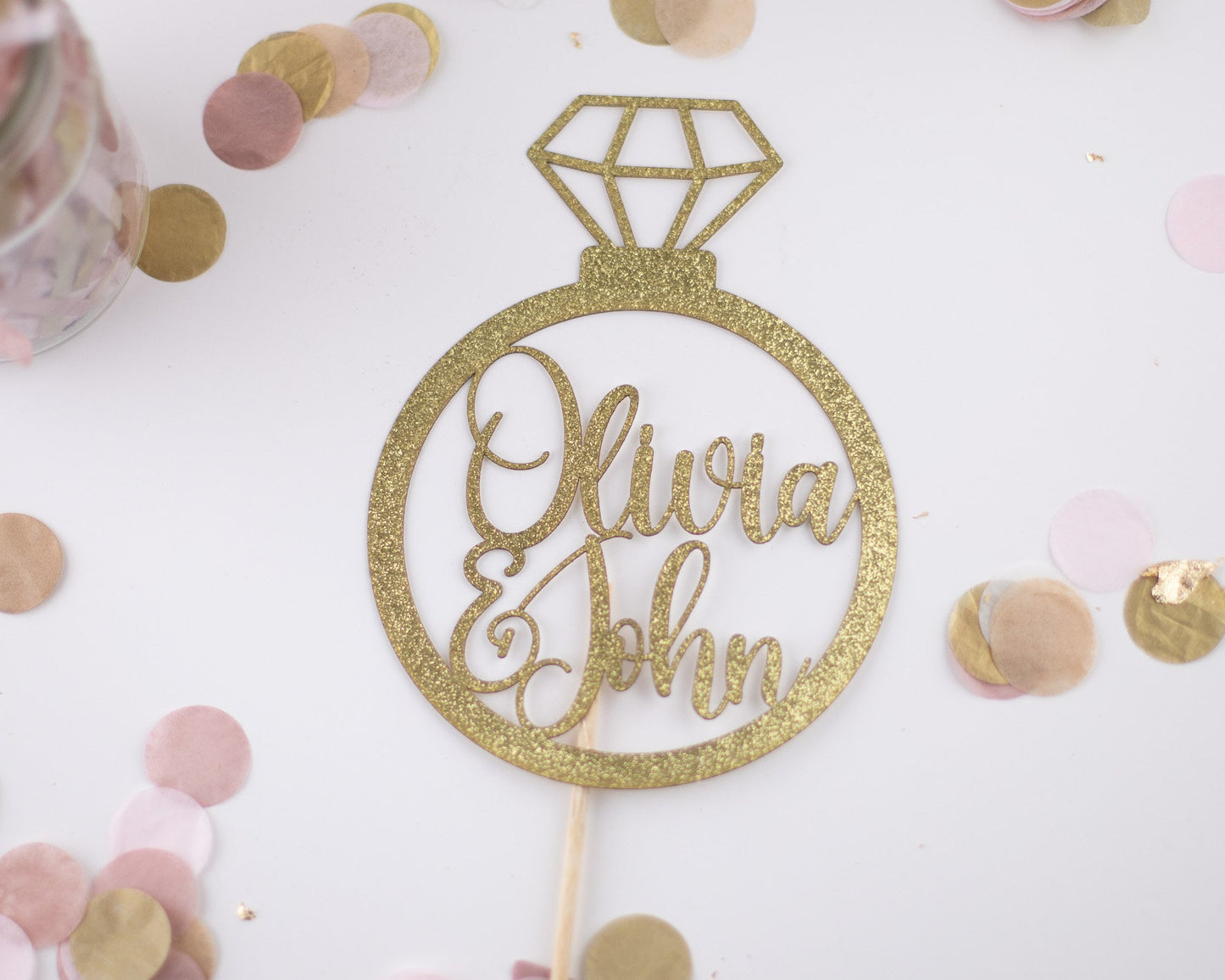 Engagement Party Decorations, Personalized, Centerpiece, Engagement Ring Decorations, Engaged ,Bridal Shower Decor, Set of 4