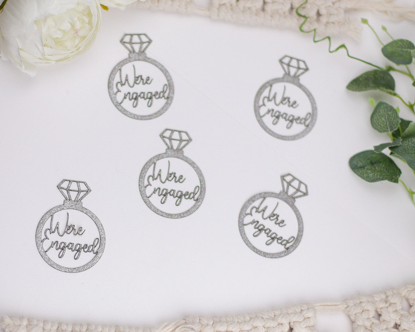 Engaged, Engagement Party Decorations, Confetti, Centerpiece, Engagement Decorations, Diamond Ring Confetti, Bridal Shower Decor, 20 piece