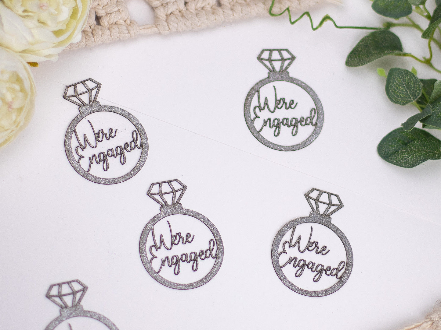 Engaged, Engagement Party Decorations, Confetti, Centerpiece, Engagement Decorations, Diamond Ring Confetti, Bridal Shower Decor, 20 piece