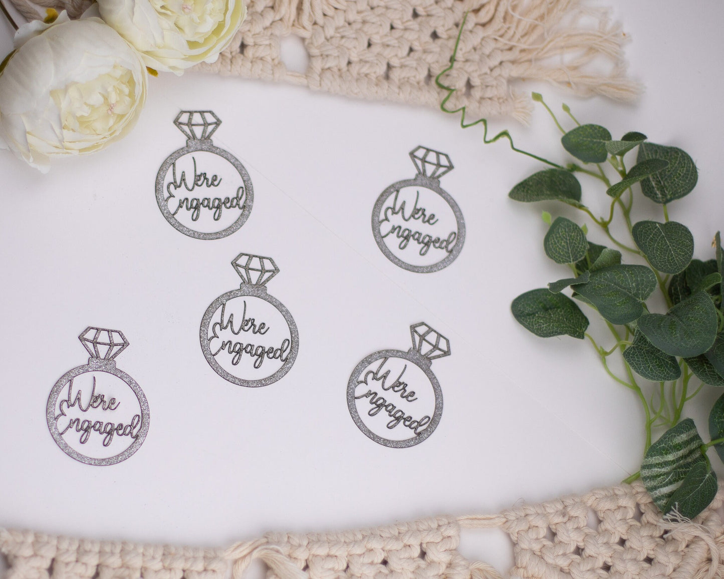 Engaged, Engagement Party Decorations, Confetti, Centerpiece, Engagement Decorations, Diamond Ring Confetti, Bridal Shower Decor, 20 piece