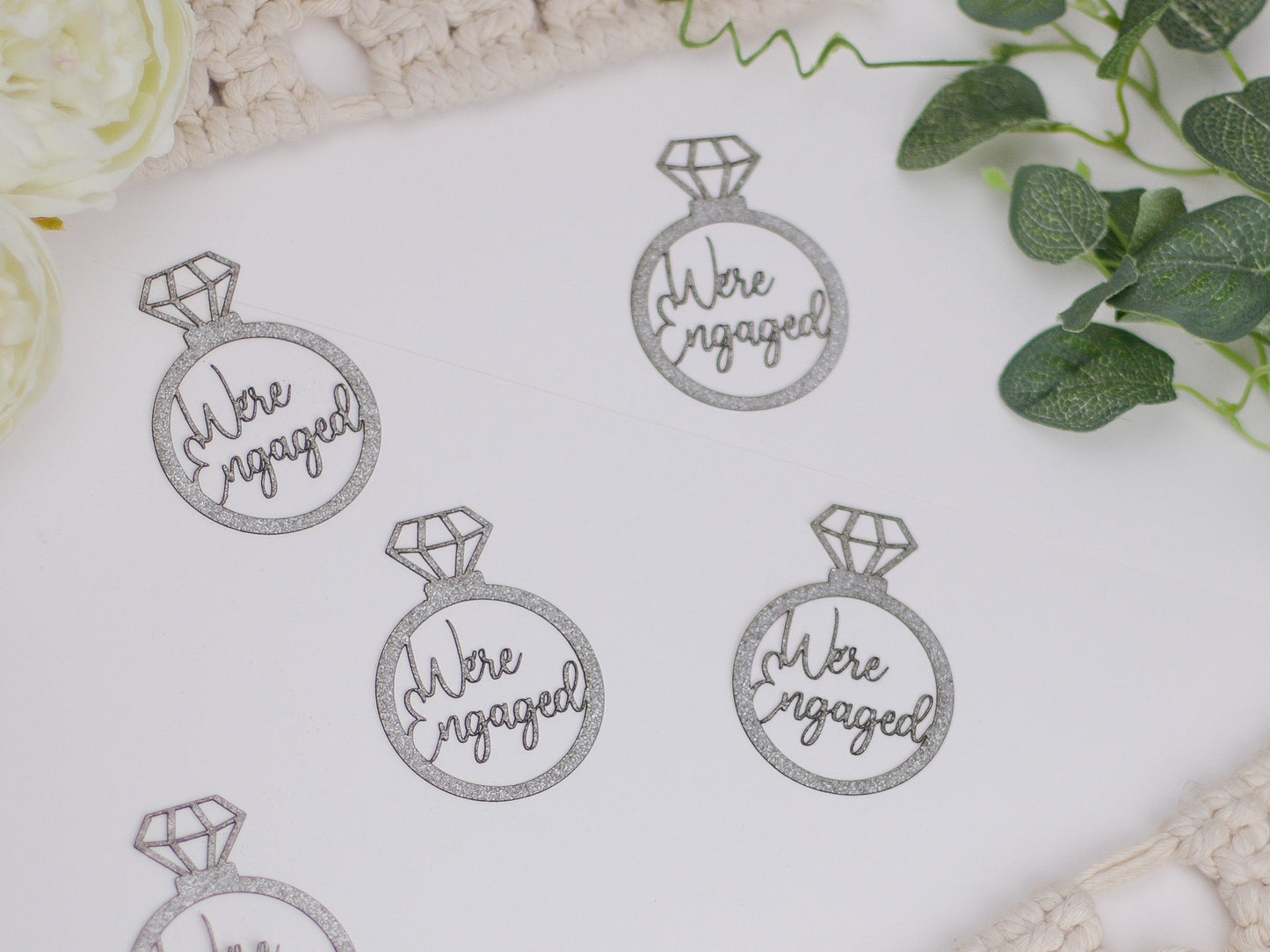 Engaged, Engagement Party Decorations, Confetti, Centerpiece, Engagement Decorations, Diamond Ring Confetti, Bridal Shower Decor, 20 piece