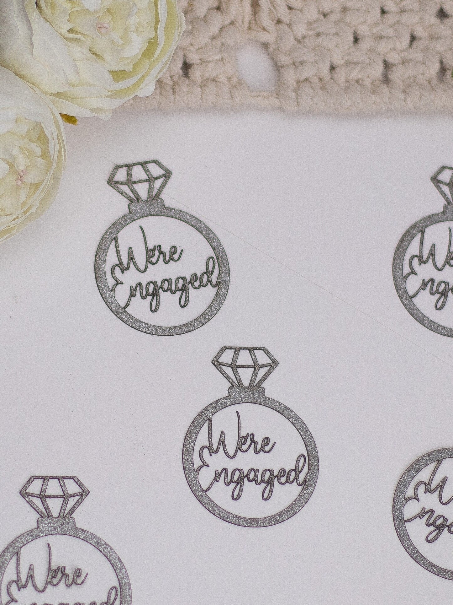 Engaged, Engagement Party Decorations, Confetti, Centerpiece, Engagement Decorations, Diamond Ring Confetti, Bridal Shower Decor, 20 piece