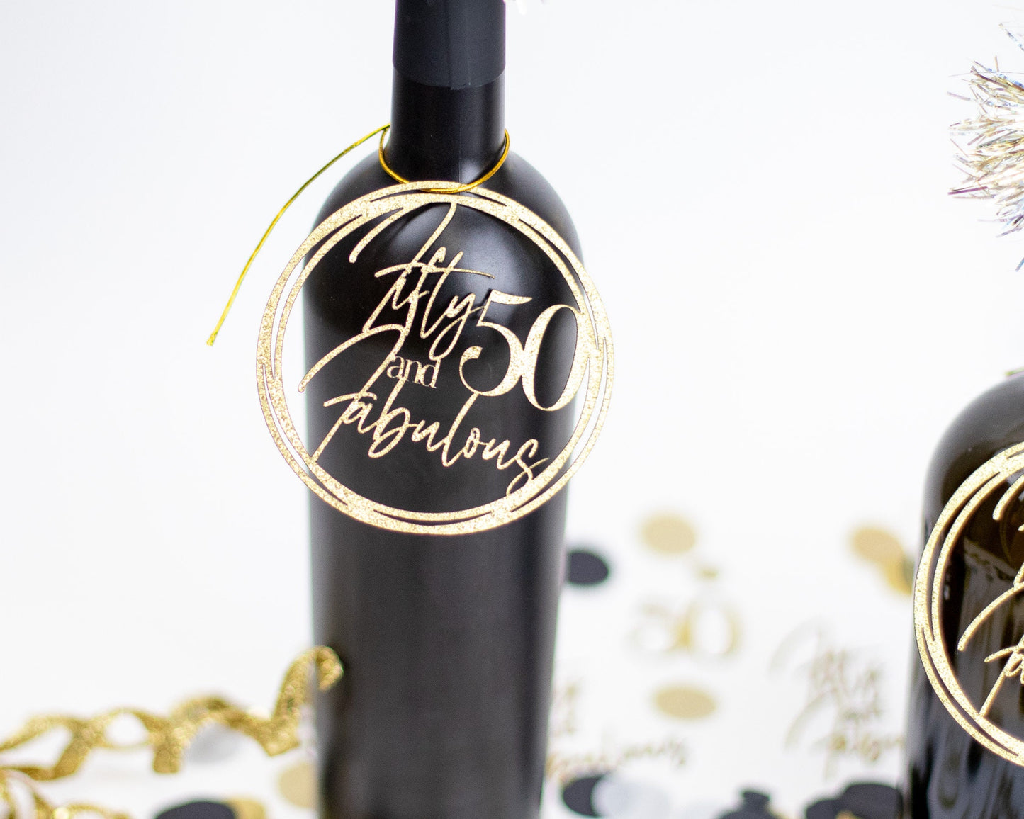 50th Birthday, Fifty and Fabulous, Centerpiece, Birthday Party Decorations, 40th Birthday, 60th Birthday, Mason Jar Tags, Set of 6 tags