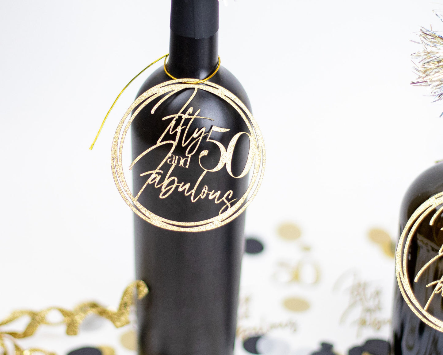 50th Birthday, Fifty and Fabulous, Centerpiece, Birthday Party Decorations, 40th Birthday, 60th Birthday, Mason Jar Tags, Set of 6 tags