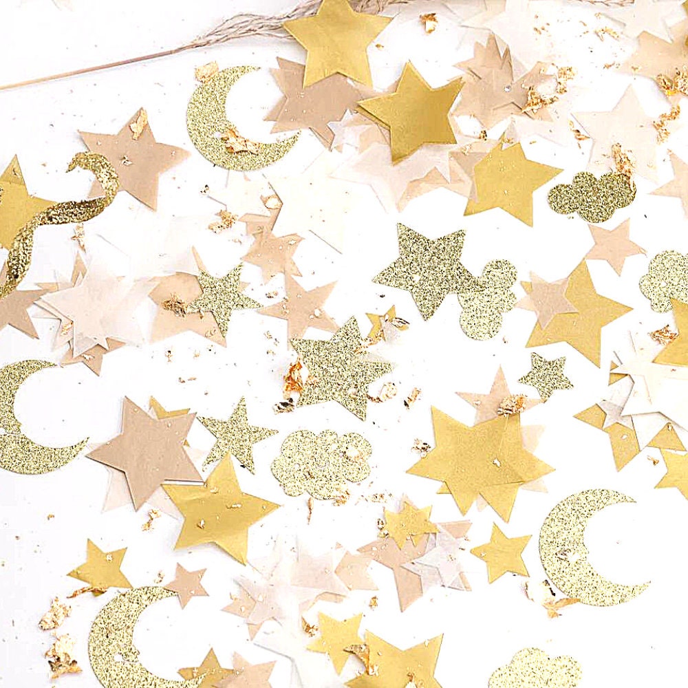 Twinkle Twinkle Little Star Baby Shower Decor, Over the Moon Baby Shower, Confetti, Gender Neutral Baby Shower Decorations,