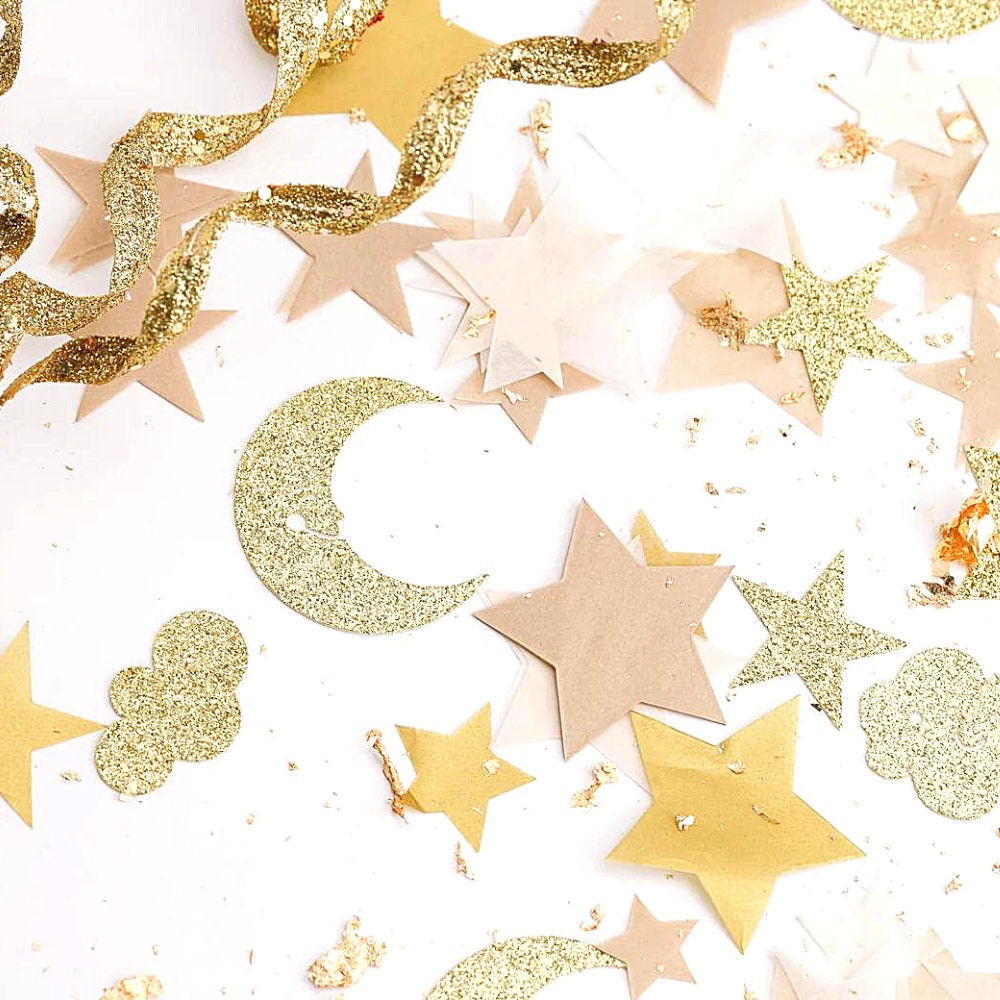 Twinkle Twinkle Little Star Baby Shower Decor, Over the Moon Baby Shower, Confetti, Gender Neutral Baby Shower Decorations,