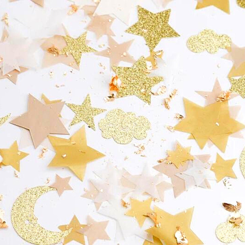 Twinkle Twinkle Little Star Baby Shower Decor, Over the Moon Baby Shower, Confetti, Gender Neutral Baby Shower Decorations,