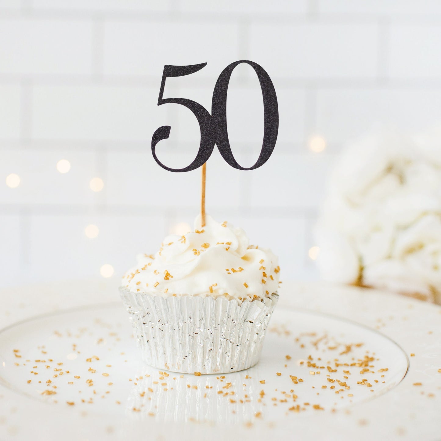50th Birthday, Fifty And Fabulous, Cupcake Toppers, Cupcake Pick, Birthday Party Decorations, Birthday Decorations for Women, Set of 10