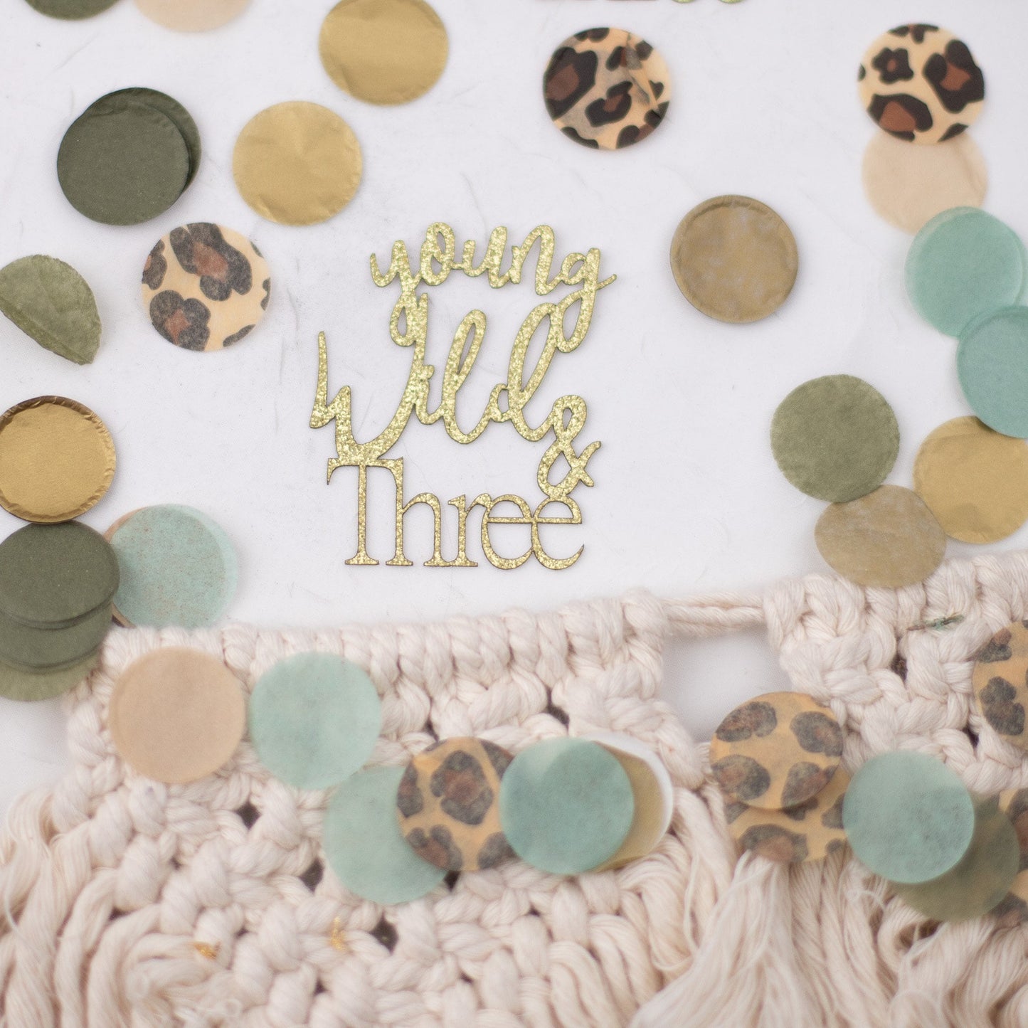Young Wild and Three, Safari Birthday Decorations, Confetti, Jungle Theme Birthday Party, 3rd Birthday Boy or Girl