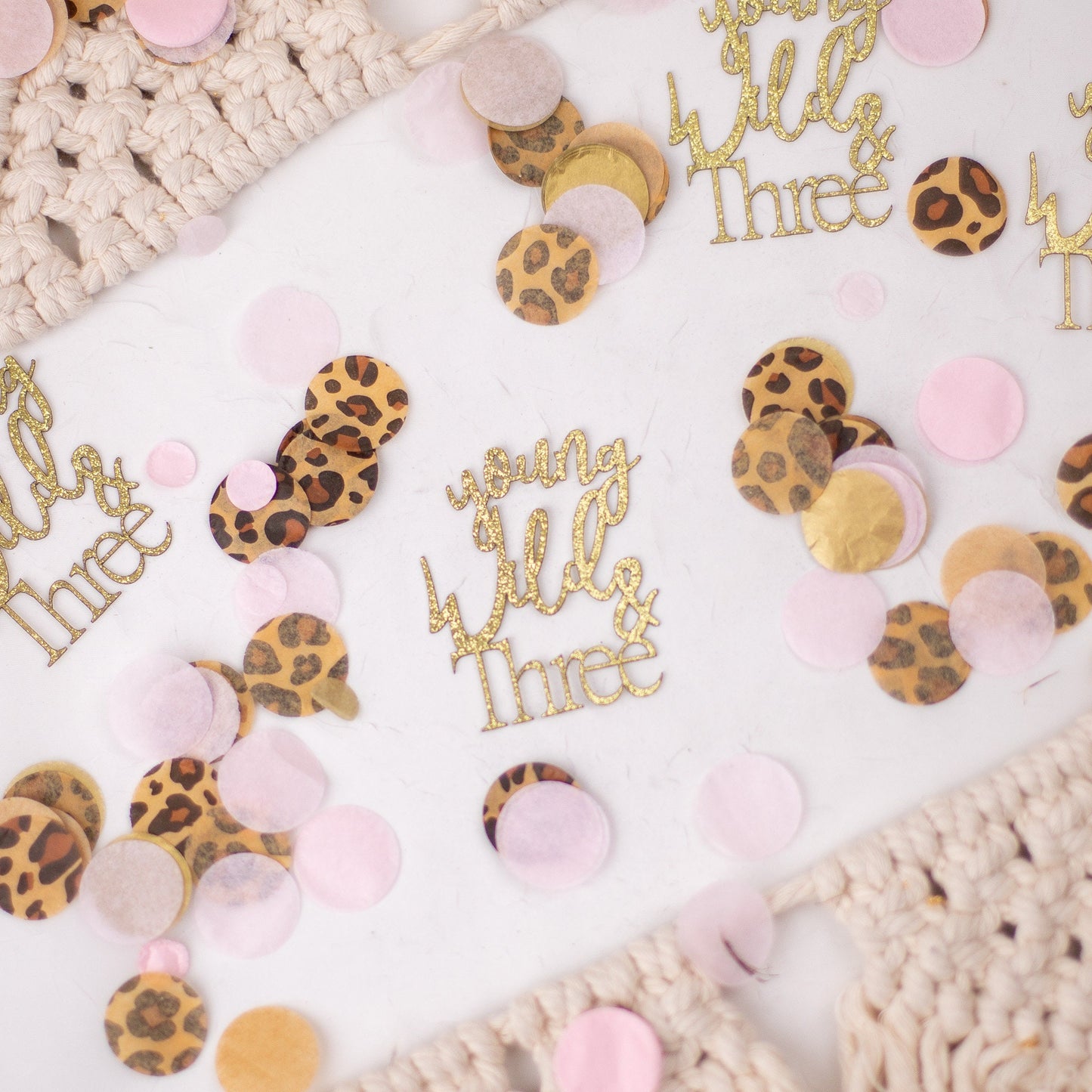 Young Wild and Three, Pink Safari Party Decorations, Safari Birthday Decorations, Confetti, 3rd Birthday Boy or Girl