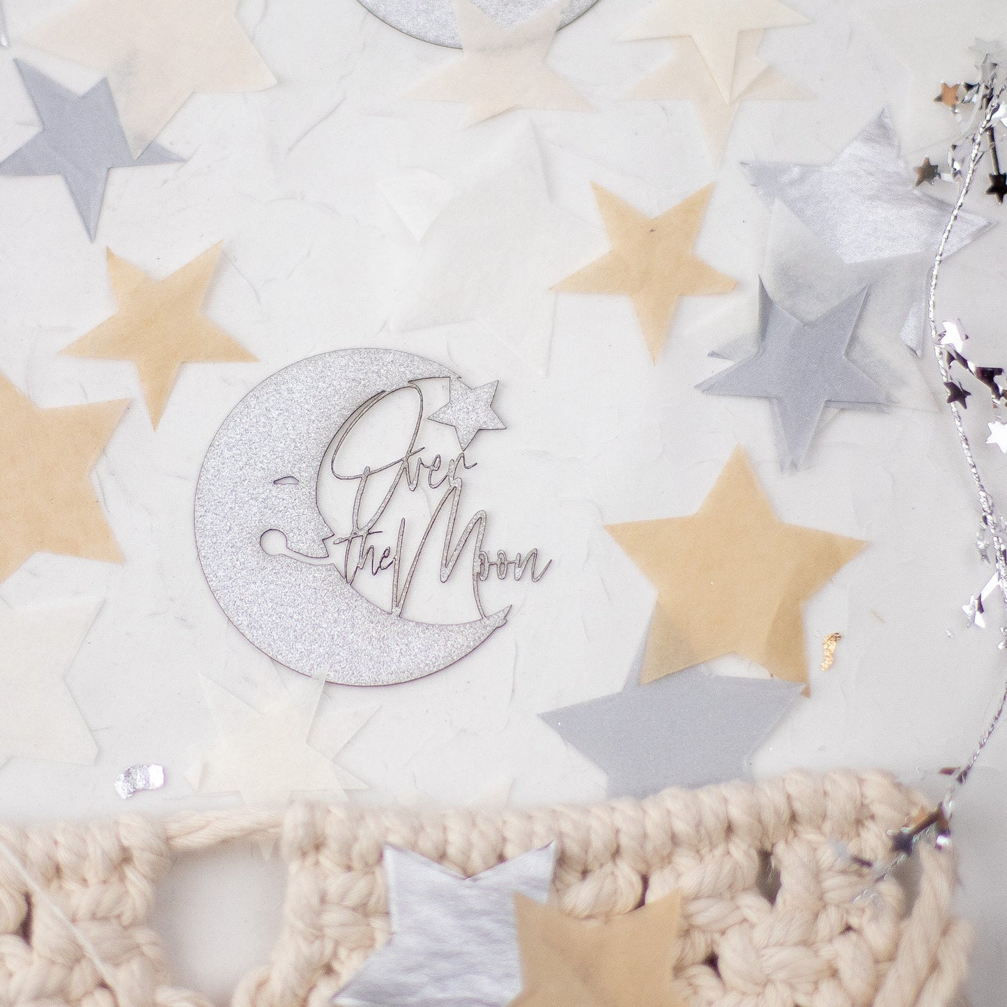 Over The Moon Baby Shower Decorations, Moon and Stars Baby Shower,Lunar Moon Baby Shower, Confetti