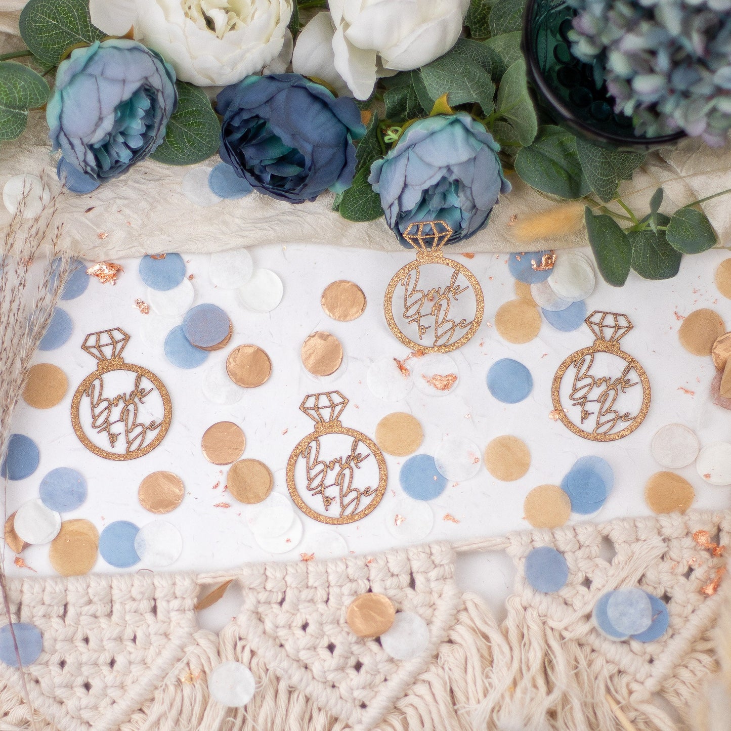 Bridal To Be, Bridal Shower Decorations Dusty Blue, Diamond Ring Confetti, Bridal Brunch, Bridal Shower Decor, Engagement Party Decor