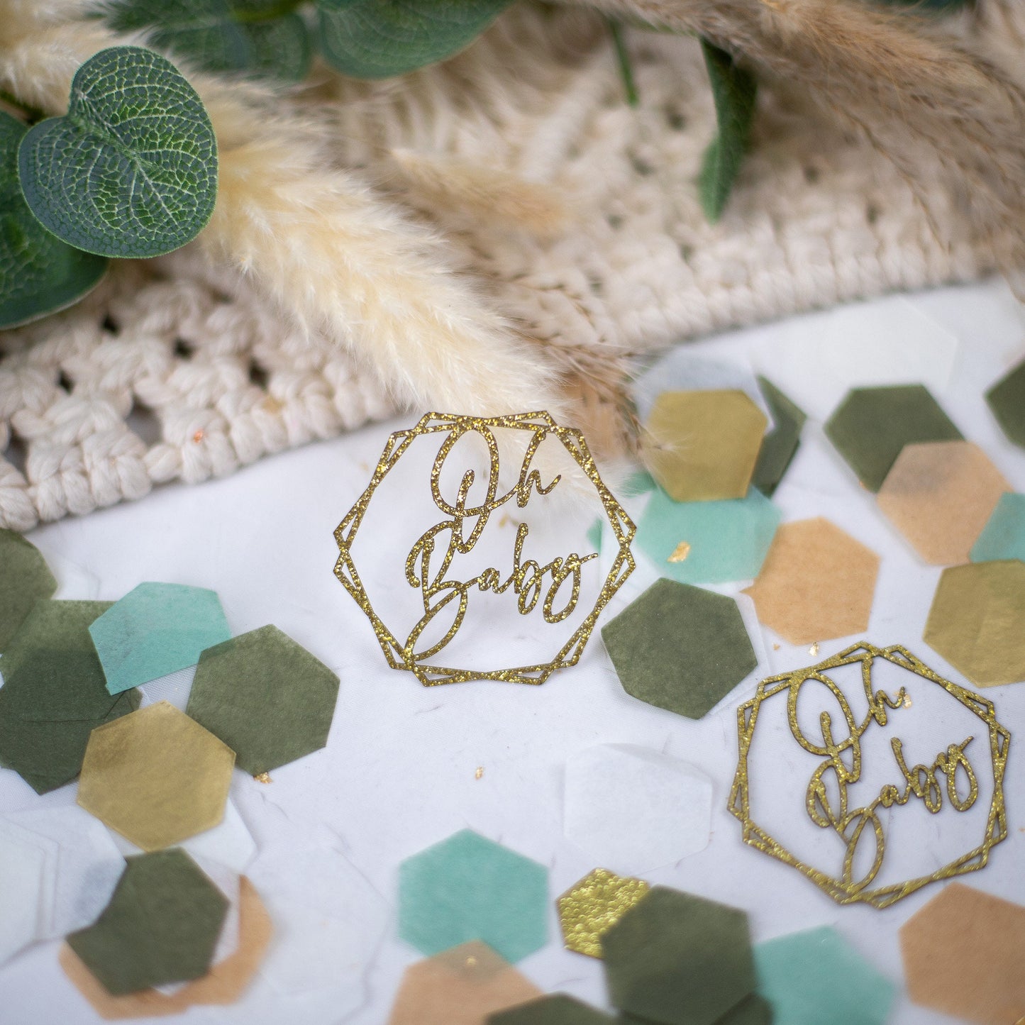 Oh Baby Baby Shower Decorations, Baby Shower Sage Green, Greenery Baby Shower, Baby Shower Confetti