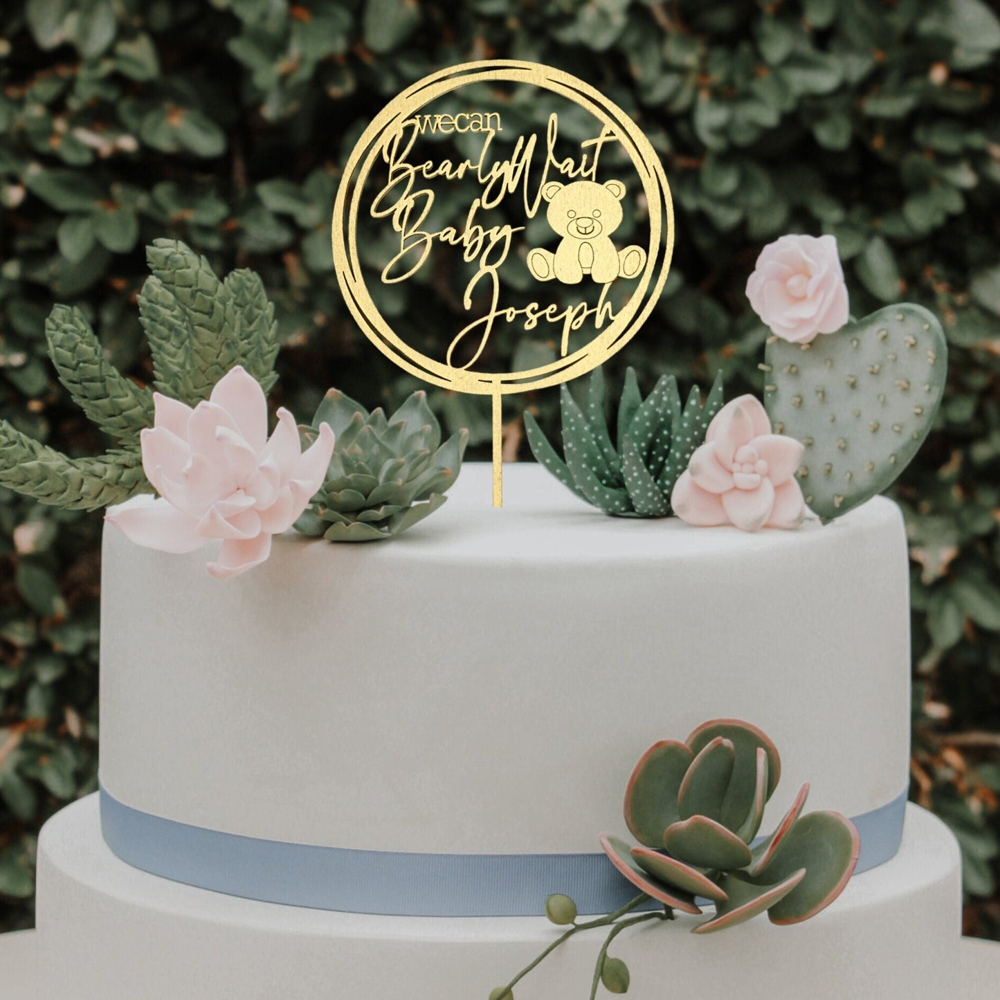 We Can Bearly Wait, Gender Reveal, Baby Shower Cake Topper, Custom Cake Topper, Personalized Name, Personalized Cake Topper