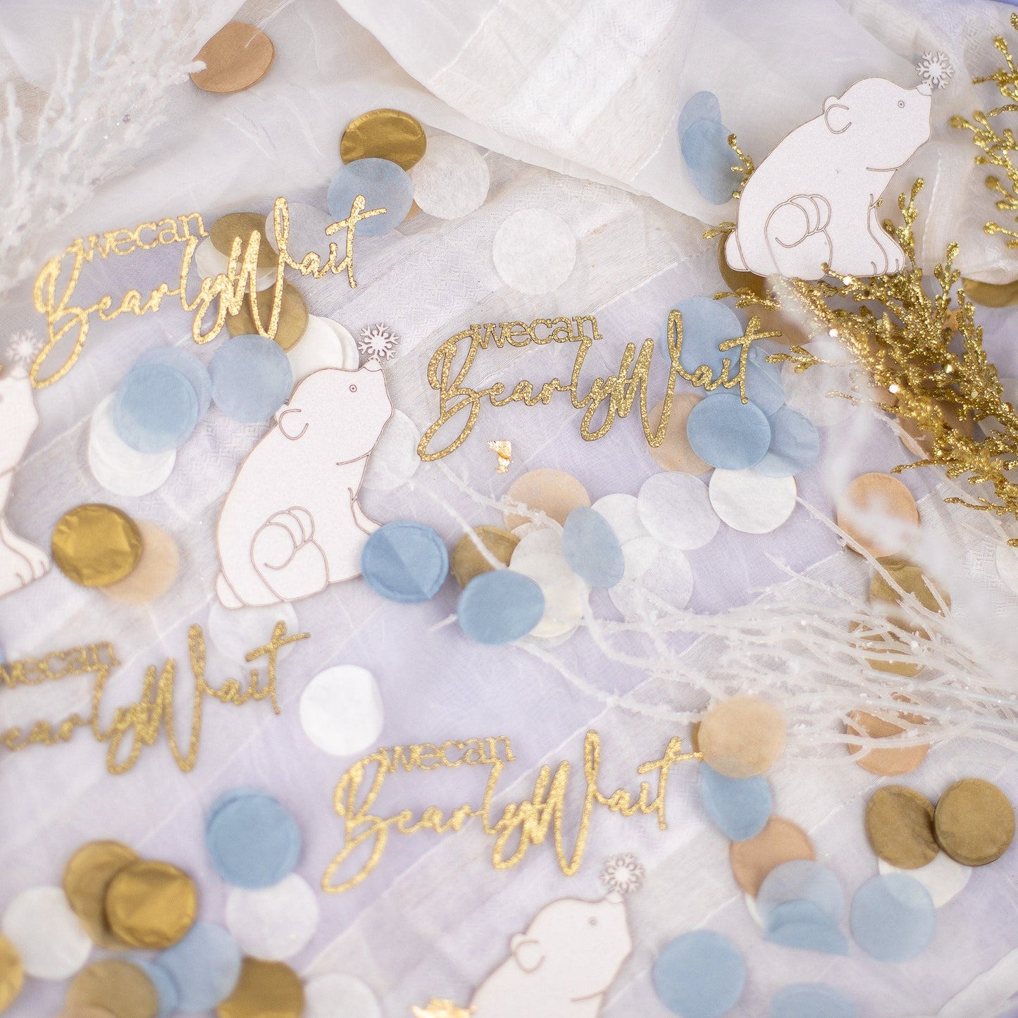 We Can Bearly Wait Baby Shower Decorations, Boy Baby Shower, Confetti, Polar Bear, Winter Wonderland Baby Shower, Winter Gender Reveal