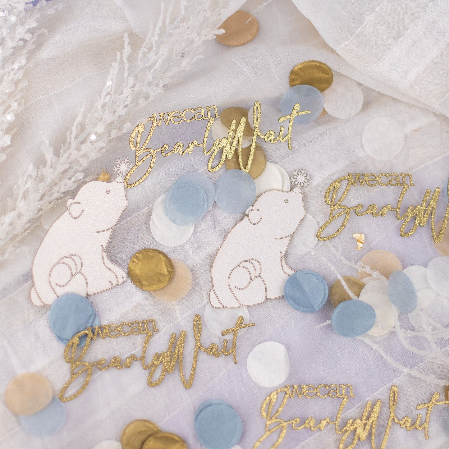 We Can Bearly Wait Baby Shower Decorations, Boy Baby Shower, Confetti, Polar Bear, Winter Wonderland Baby Shower, Winter Gender Reveal