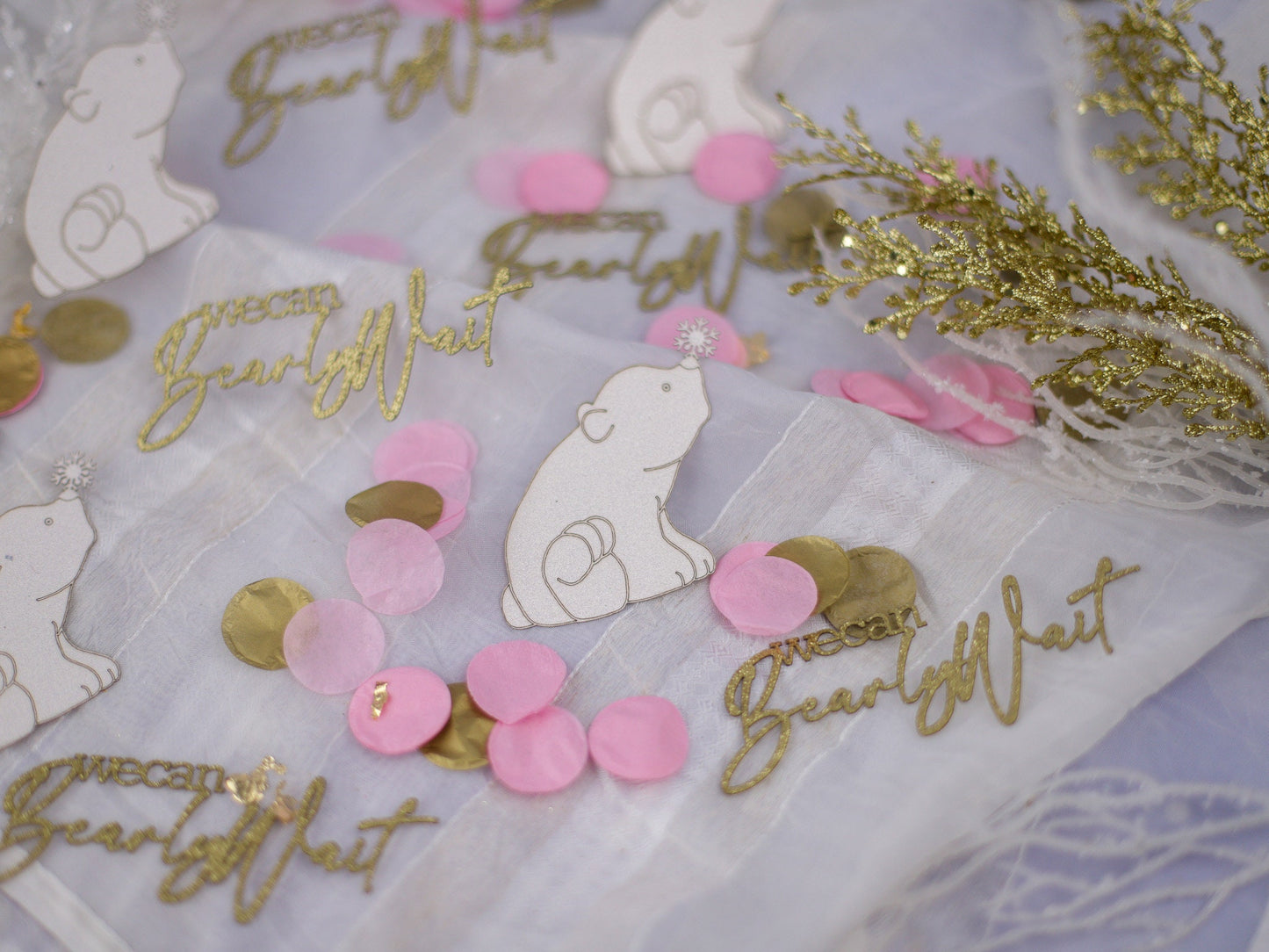 We Can Bearly Wait Baby Shower Decorations, Winter Gender Reveal, Girl Baby Shower, Confetti, Polar Bear, Winter Wonderland Baby Shower